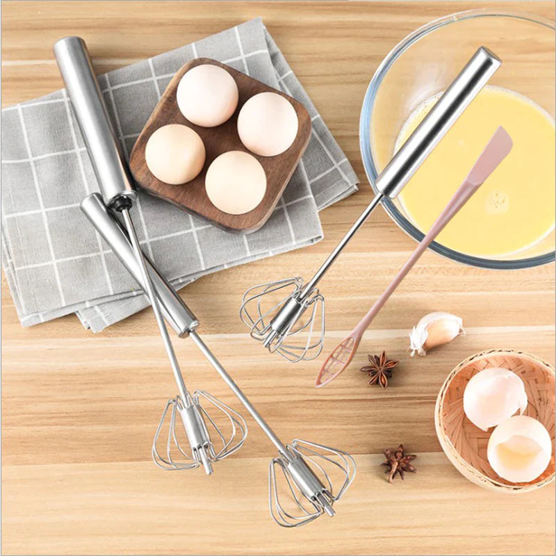 Batteur d'œufs en acier inoxydable, batteur d'œufs semi-automatique  rotatif, vous permet de remuer facilement sans vous sentir fatigué, utilisé  pour faire de la crème de batteur d'œufs